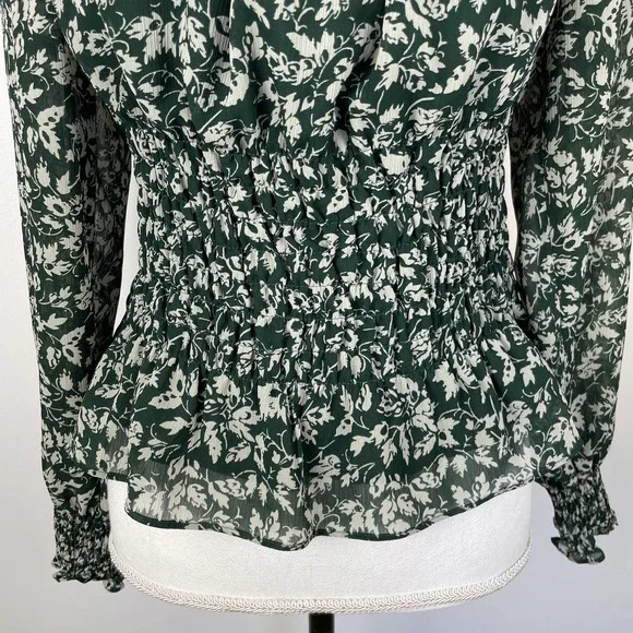 Madewell Floral Georgette Top in Forest Leaves - Picture 7 of 14